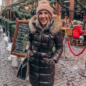 SAM NYC Fur Trimmed Belted Puffer Coat